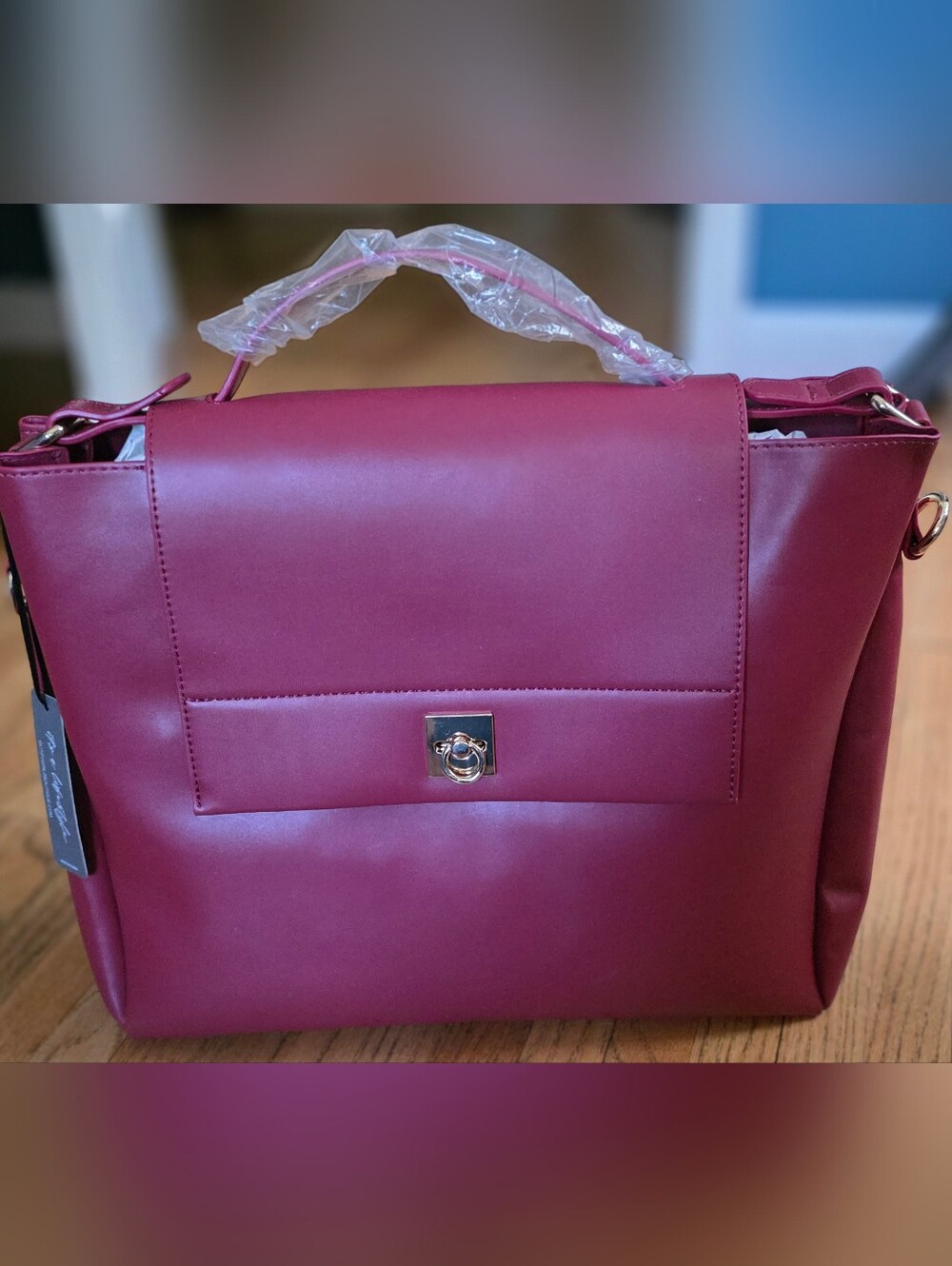 Glitzy Red Structured Satchel Crossbody Handbag NWT